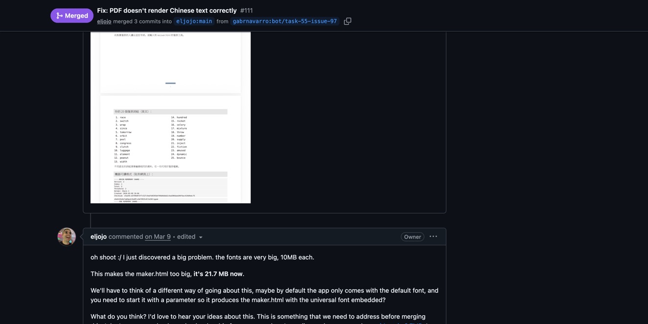 Review thread on the size tradeoff